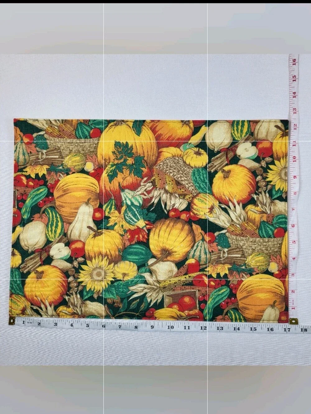 Ex-Cell Harvest Pumpkin Cloth PLACEMATS Lot of 4 Thanksgiving Fall 17